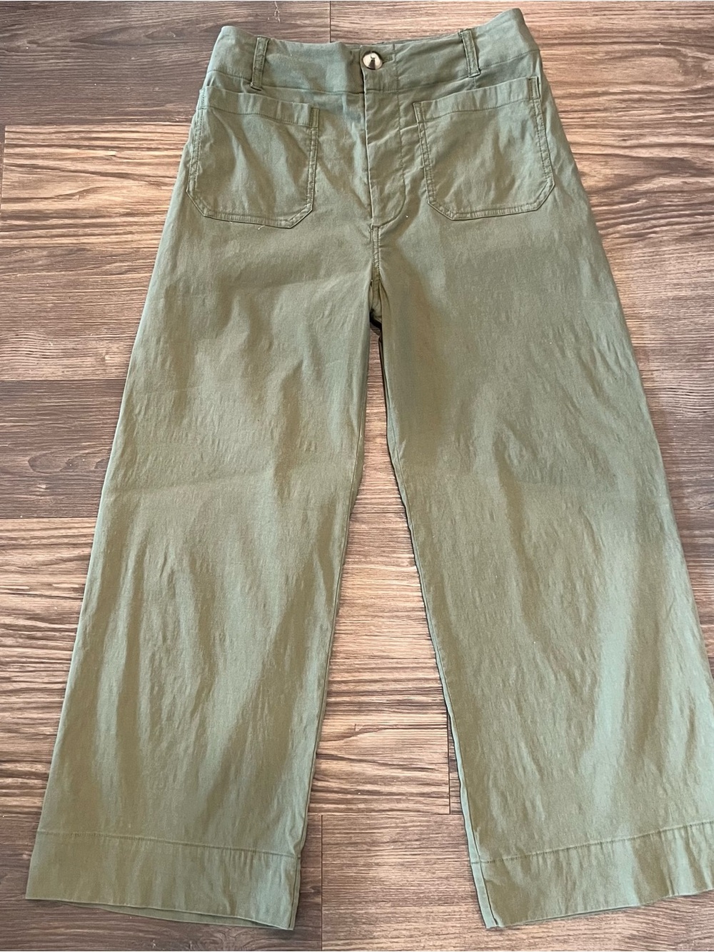 Maeve by Anthropologie The Colette High-Rise Wide-Leg Ankle Pants Olive 28 - Picture 6 of 12